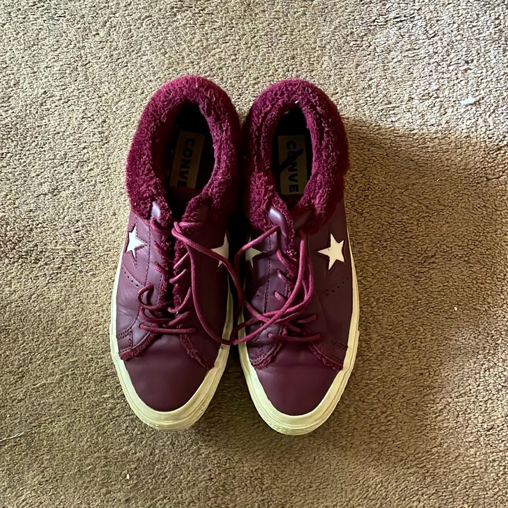 Burgundy fuzzy converse